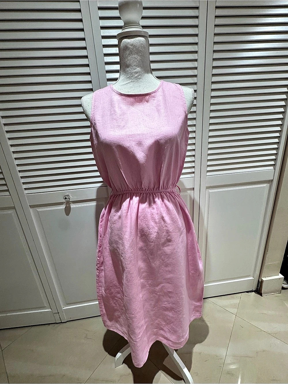 NWT Saks Fifth Avenue Linen Midi Dress in Pink Size XS